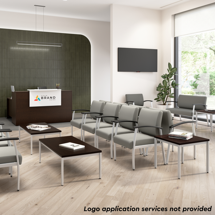Arrive 72W x 72D L Shaped Reception Desk with Counter and Mobile File Cabinet
