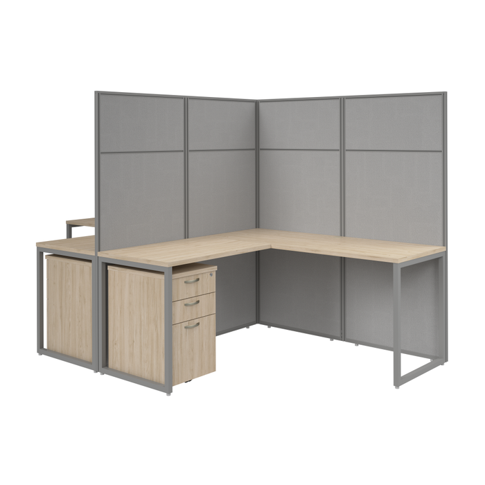 Easy Office 60-inch 2 Person L Shaped Cubicle Desk with Drawers and Tall Panels
