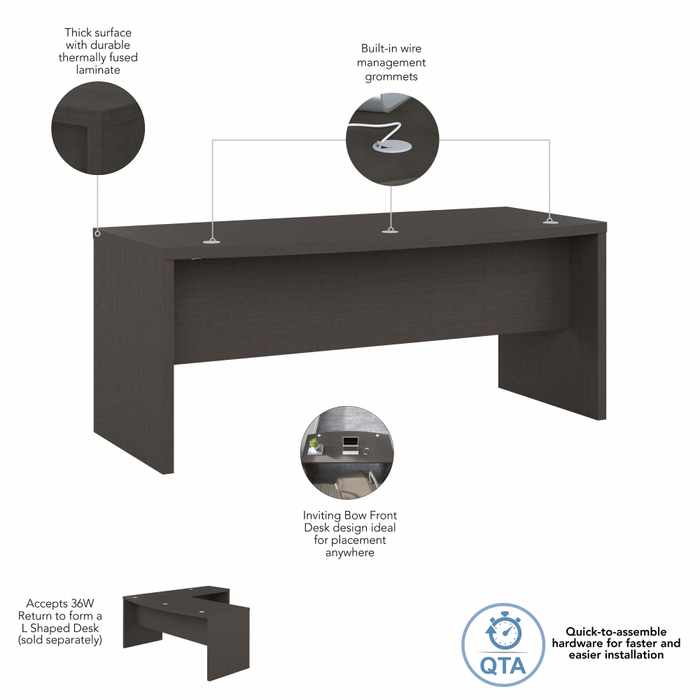 Echo 72W Bow Front Desk