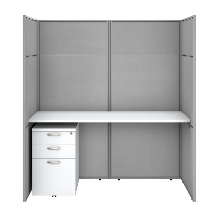 Easy Office 60W Cubicle Desk with File Cabinet and 66H Closed Panels Workstation