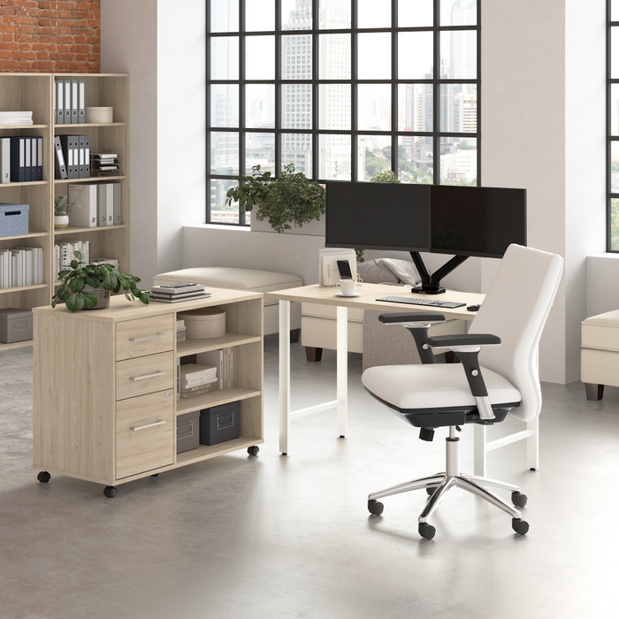 Hustle 48W x 24D Computer Desk and Storage Cabinet with Drawers and Shelves