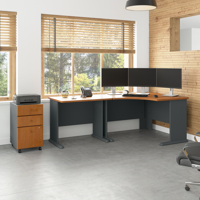 Series A 48W Corner Desk with 36W Return and Mobile File Cabinet