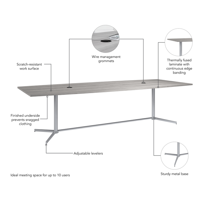 120-inch Office Conference Table with Metal Base
