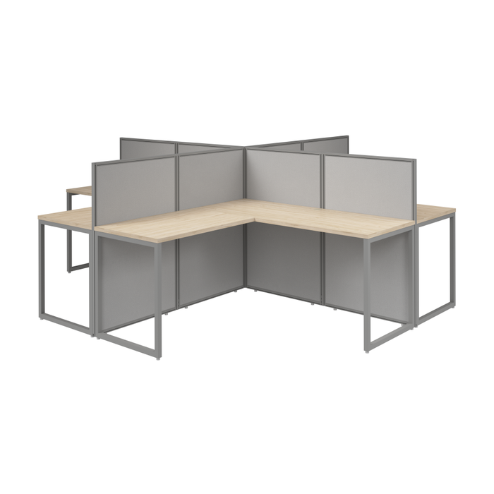 Easy Office 60W 4 Person L Shaped Cubicle Desk Workstation with 45H Panels