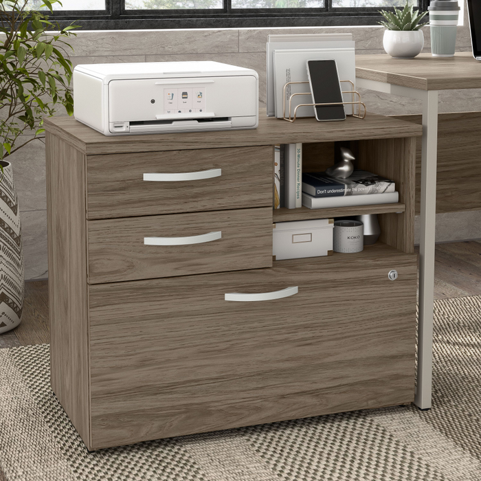 Hybrid Office Storage Cabinet with Drawers and Shelves