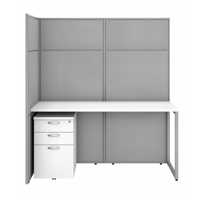 Easy Office 60W 2 Person Cubicle Desk with File Cabinets and 66H Panels