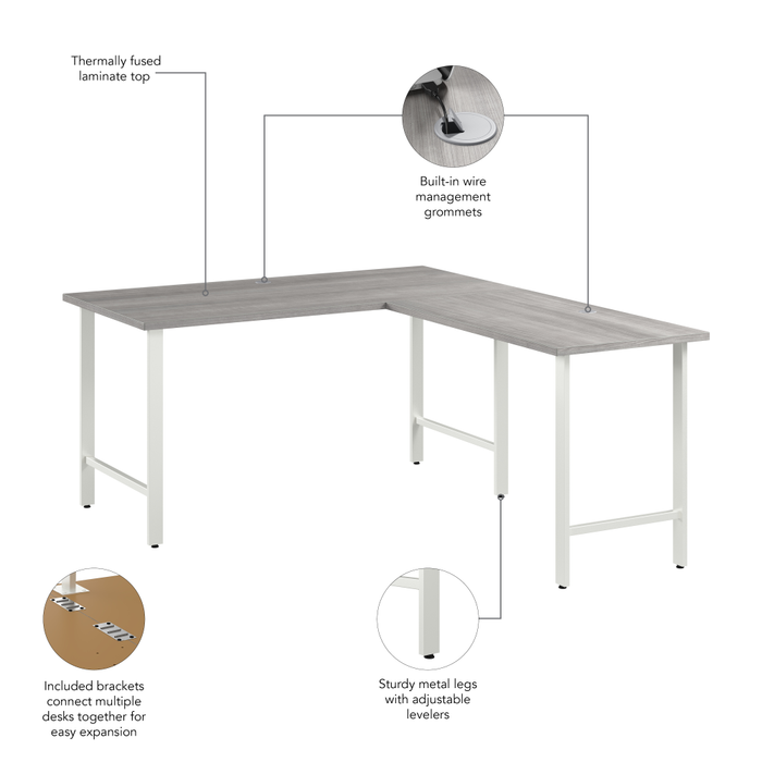 Hustle 60W x 30D L Shaped Computer Desk with Metal Legs