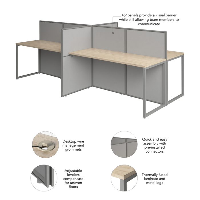 Easy Office 60W 4 Person Cubicle Desk Workstation with 45H Panels