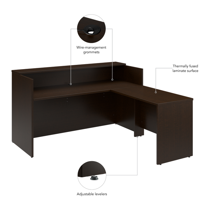 Arrive 72W x 72D L Shaped Reception Desk with Shelf
