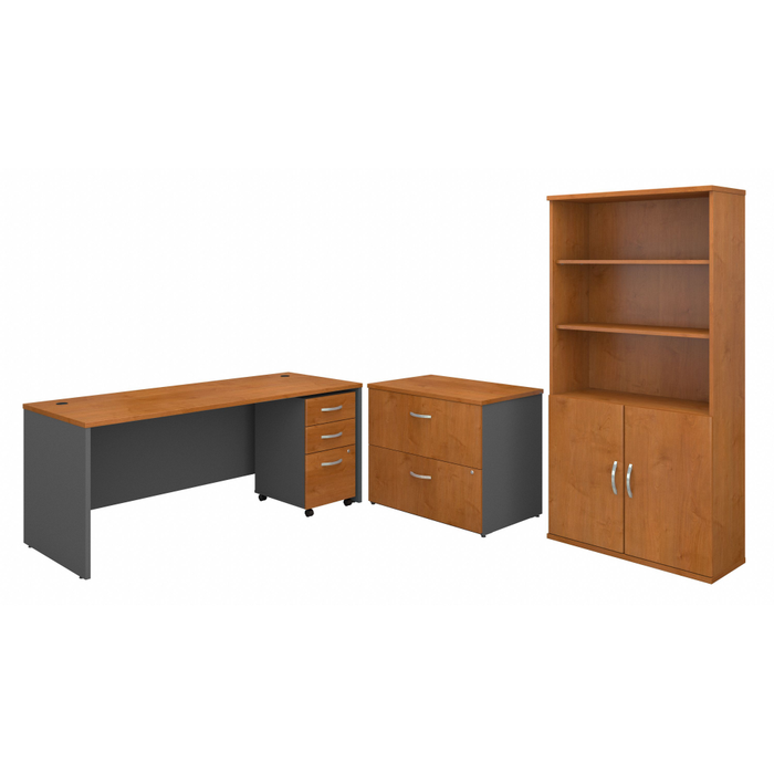 Series C 72W Office Desk with Bookcase and File Cabinets