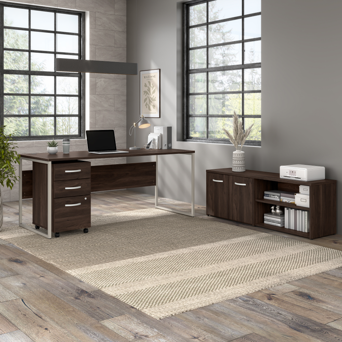 Hybrid Low Storage Cabinet with Doors and Shelves