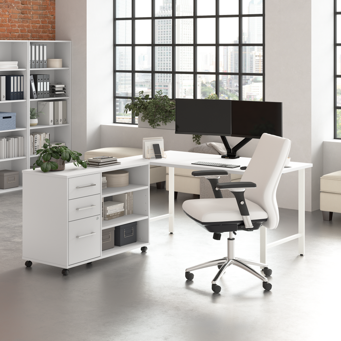 Hustle 60W x 30D Computer Desk and Storage Cabinet with Drawers and Shelves