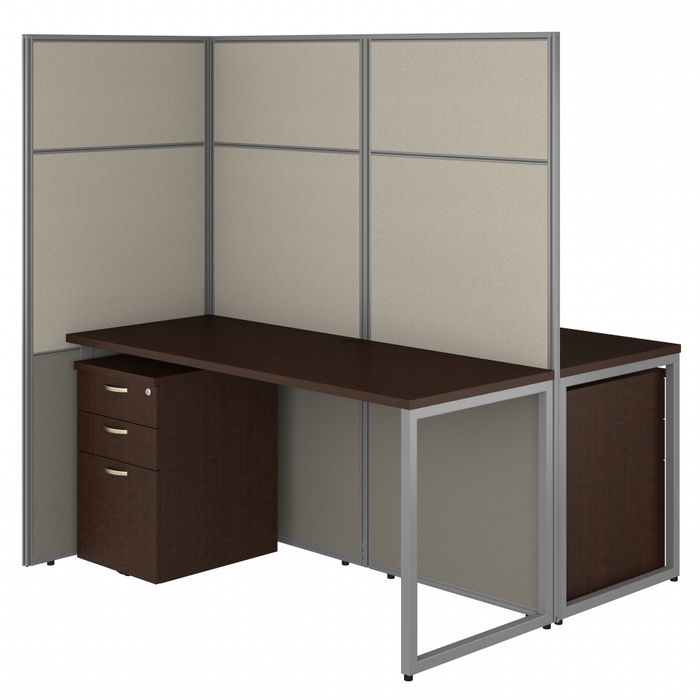 Easy Office 60W 2 Person Cubicle Desk with File Cabinets and 66H Panels
