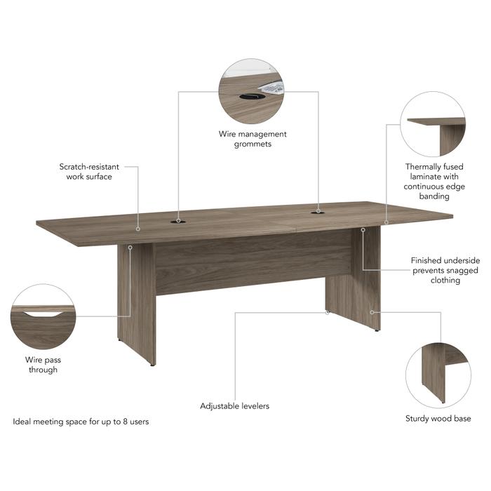 96-inch Office Conference Table with Wood Base