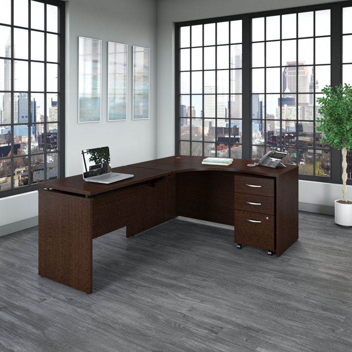 Series C 60W x 43D Left Hand 3 Position Sit to Stand L Shaped Desk with Mobile File Cabinet