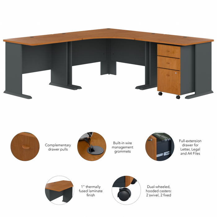 Series A 84W x 84D Corner Desk with Mobile File Cabinet