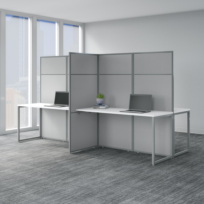 Easy Office 60-inch 4 Person Cubicle Desk with Tall Panels