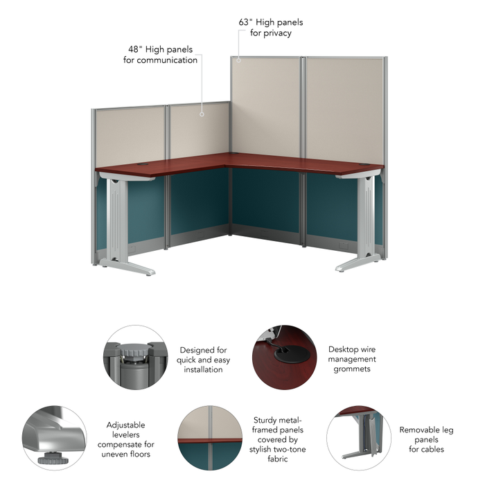 Office in an Hour 65-inch L Shaped Cubicle Desk