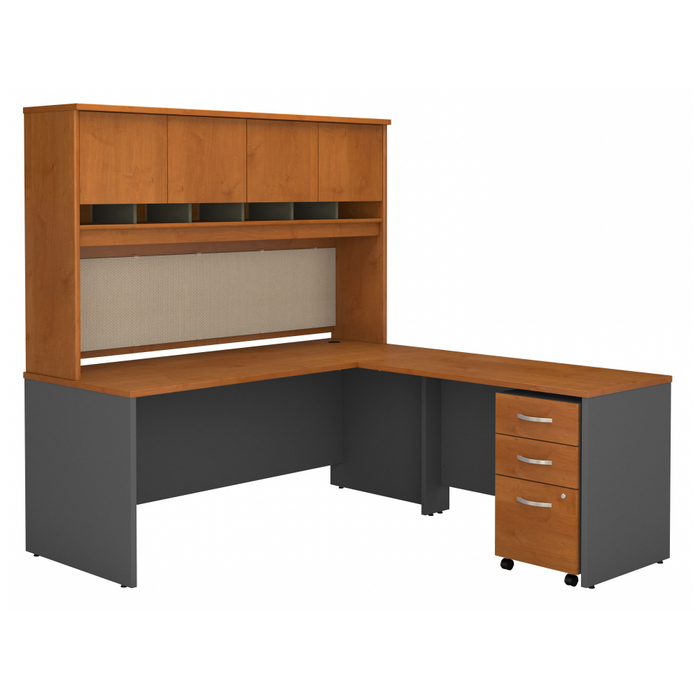 Series C 72W L Shaped Desk with Hutch and Mobile File Cabinet