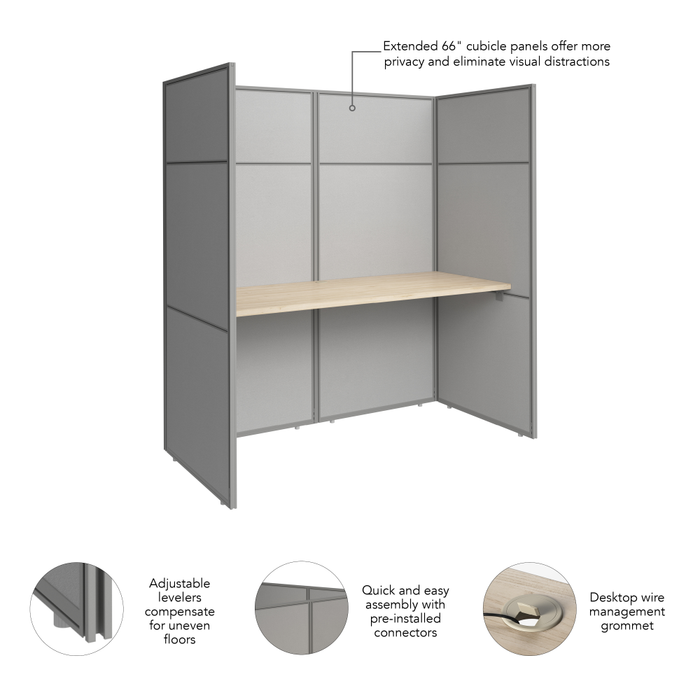 Easy Office 60W Cubicle Desk Workstation with 66H Closed Panels