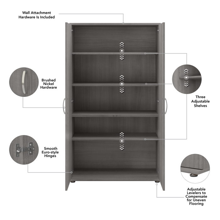 Universal Tall Storage Cabinet with Doors and Shelves