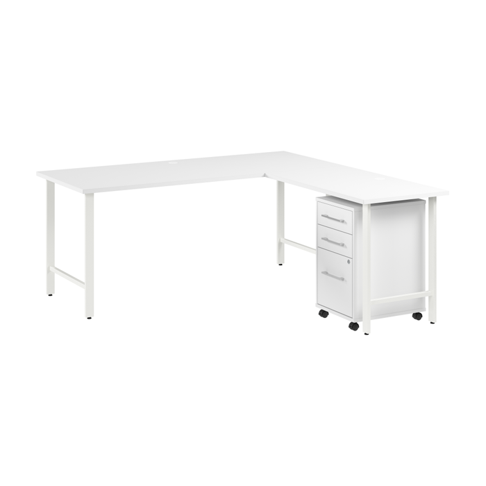 Hustle 72W x 30D L Shaped Computer Desk with 3 Drawer Mobile File Cabinet