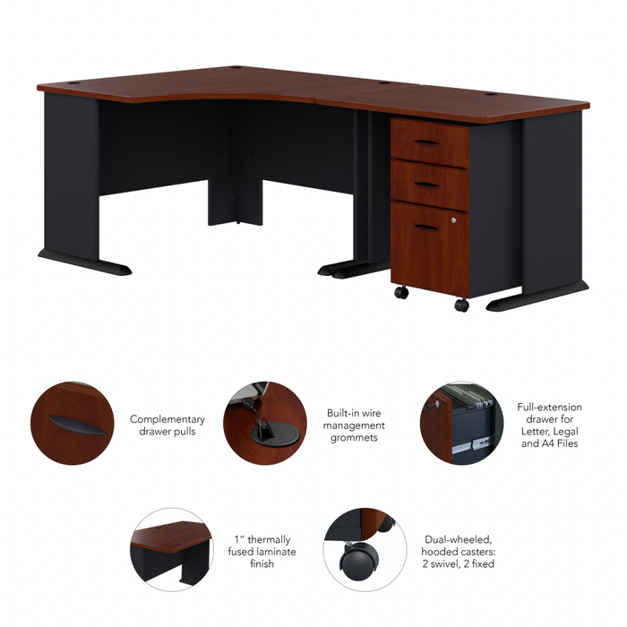 Series A 48W Corner Desk with 36W Return and Mobile File Cabinet