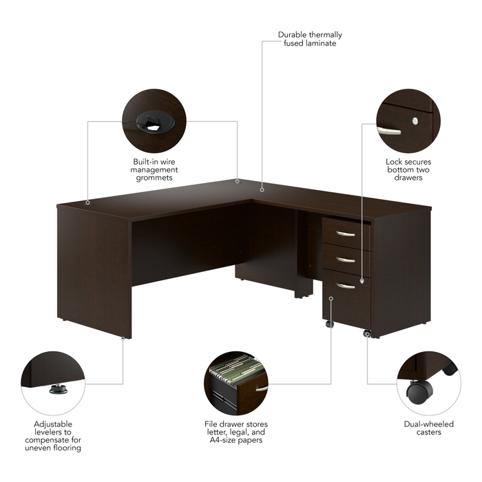 Series C 66W L Shaped Desk with 42W Return and Mobile File Cabinet