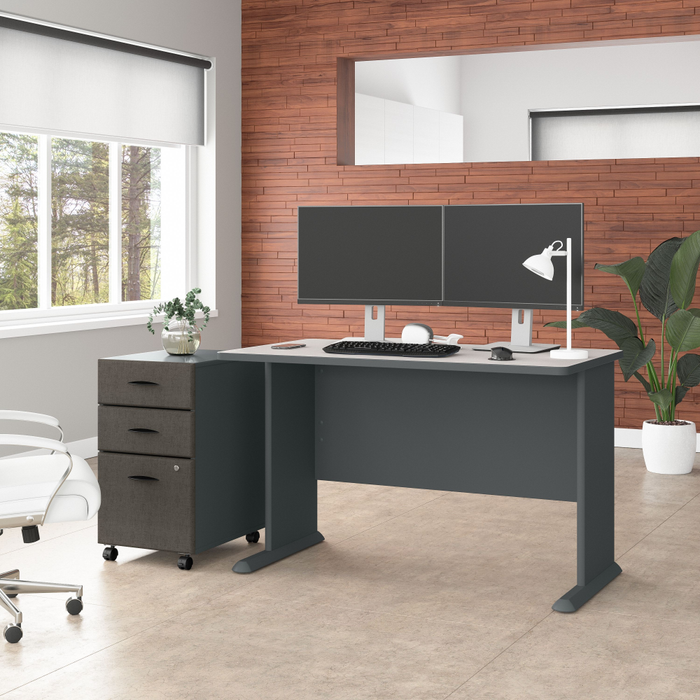 Series A 48W Desk with Mobile File Cabinet