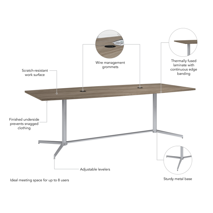 96-inch Office Conference Table with Metal Base