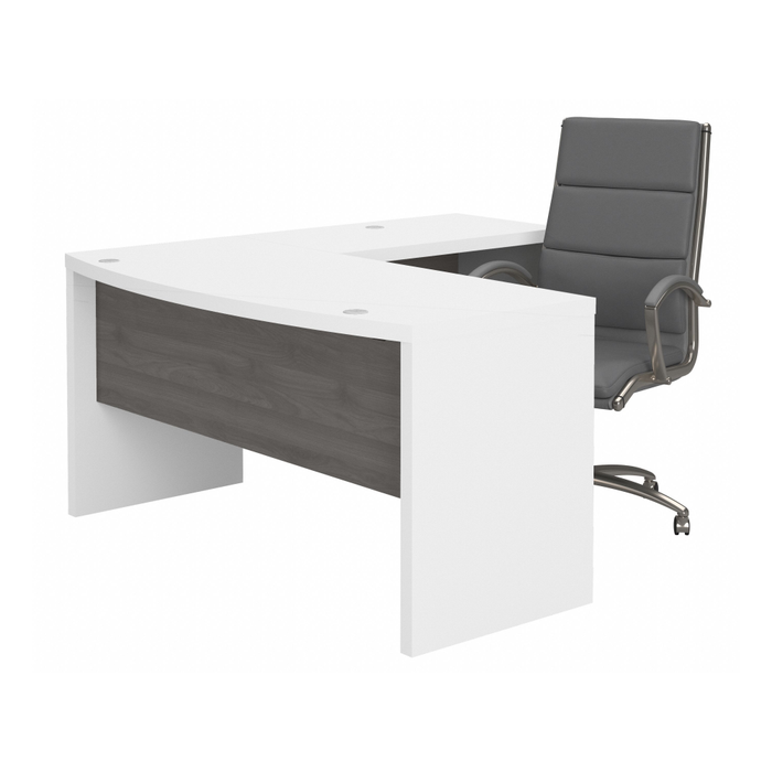 Echo L Shaped Bow Front Desk with High Back Chair