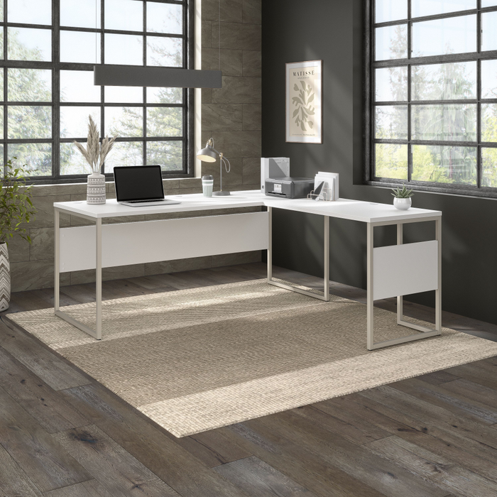 Hybrid 72W x 30D L Shaped Table Desk with Metal Legs