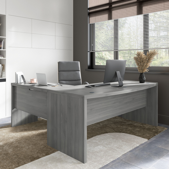 Echo 72W Bow Front L Shaped Desk and Chair Set