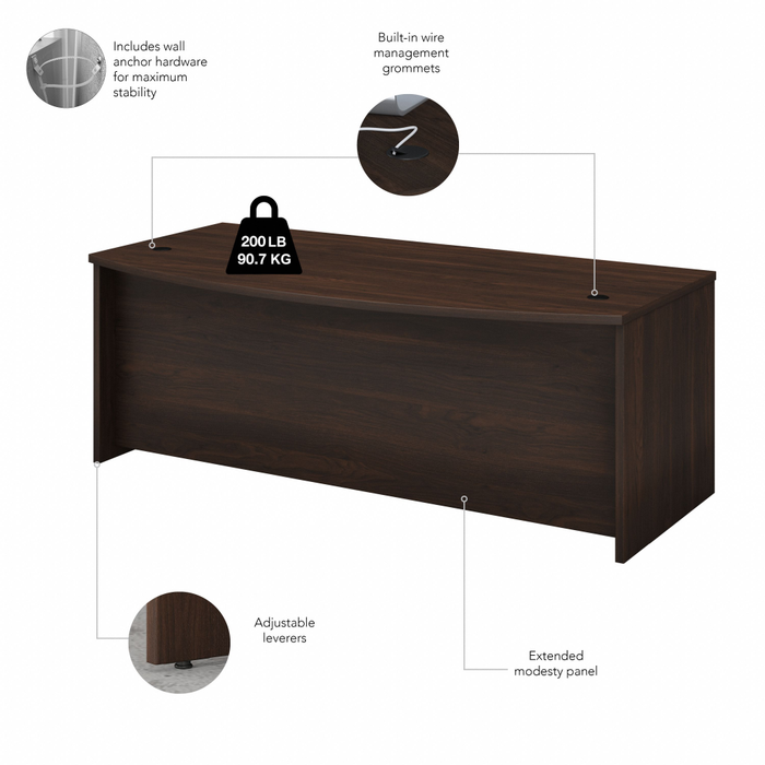 Studio C 72W x 36D Bow Front Desk
