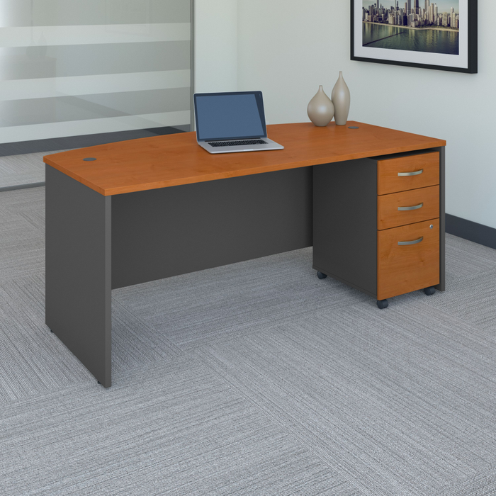 Series C 72W x 36D Bow Front Desk with Mobile File Cabinet