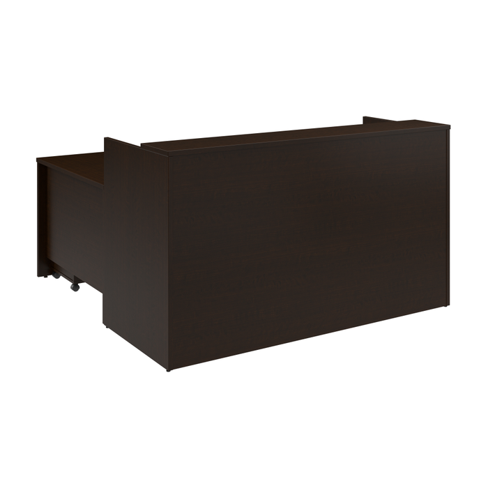 Arrive 72W x 72D L Shaped Reception Desk with Shelf and Mobile File Cabinet