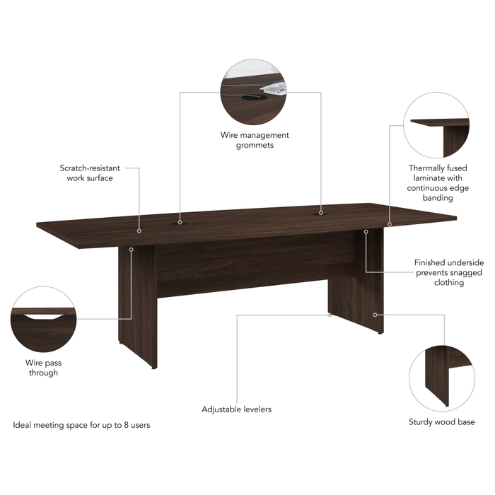 96-inch Office Conference Table with Wood Base