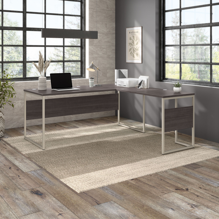 Hybrid 72W x 30D L Shaped Table Desk with Metal Legs
