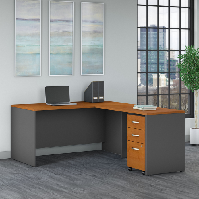 Series C 60W L Shaped Desk with 3 Drawer Mobile File Cabinet