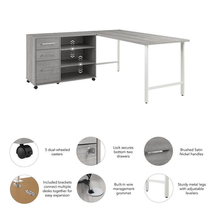 Hustle 72W x 30D Computer Desk and Storage Cabinet with Drawers and Shelves