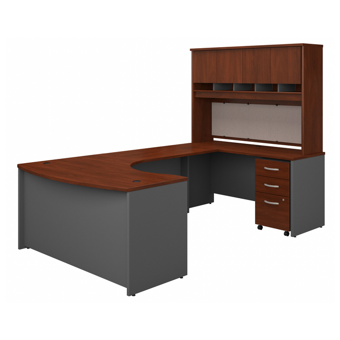 Series C 60W Right Handed Bow Front U Shaped Desk with Hutch and Storage