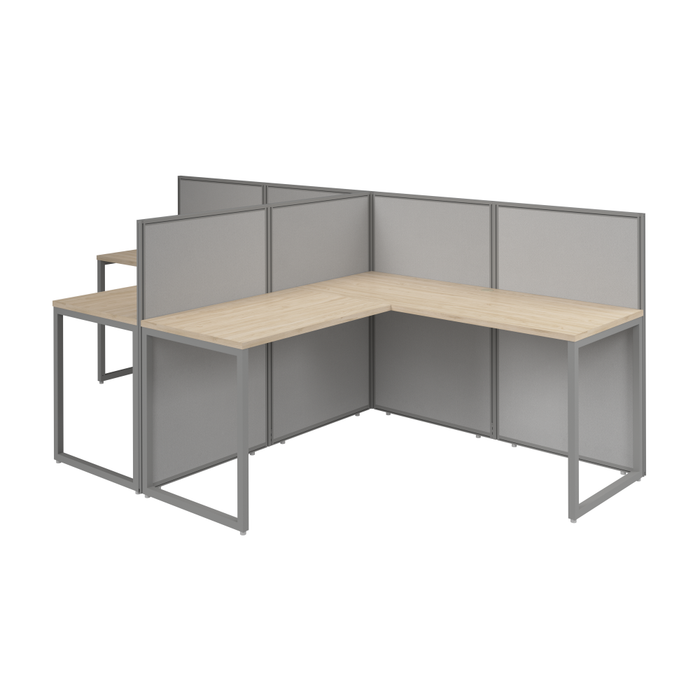 Easy Office 60W 2 Person L Shaped Cubicle Desk Workstation with 45H Panels