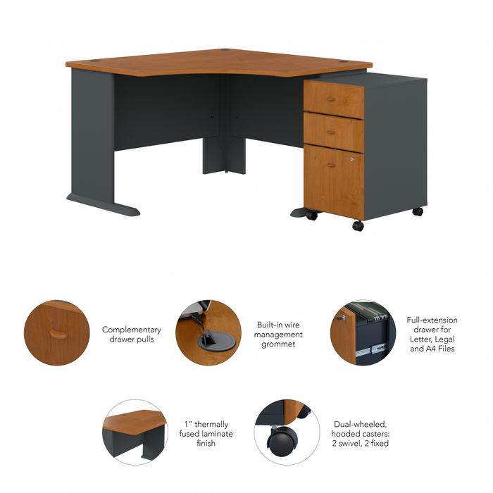Series A 48W Corner Desk with Mobile File Cabinet