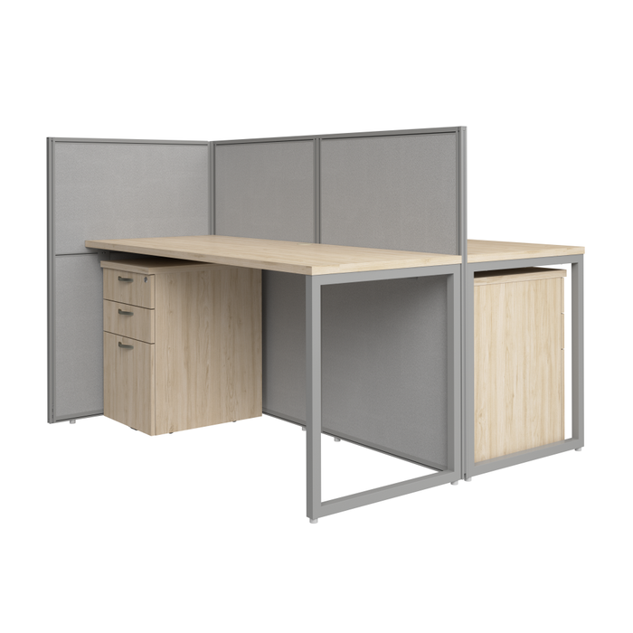 Easy Office 60W 2 Person Cubicle Desk with File Cabinets and 45H Panels