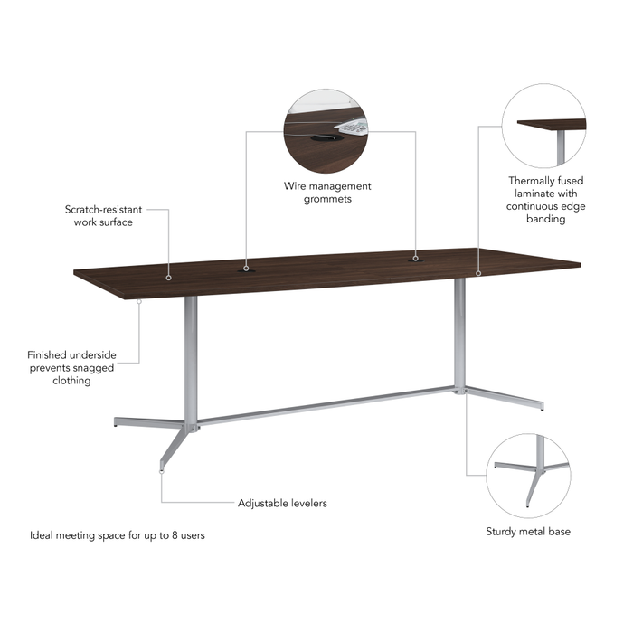 96-inch Office Conference Table with Metal Base