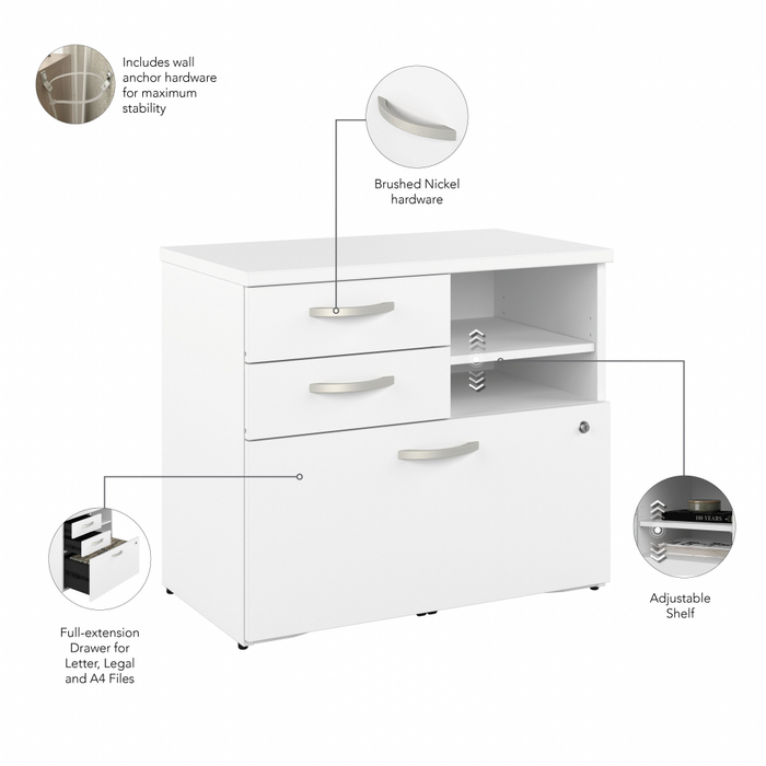Hybrid Office Storage Cabinet with Drawers and Shelves