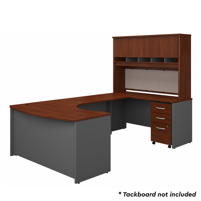 Series C 60W Right Handed Bow Front U Shaped Desk with Hutch and Storage