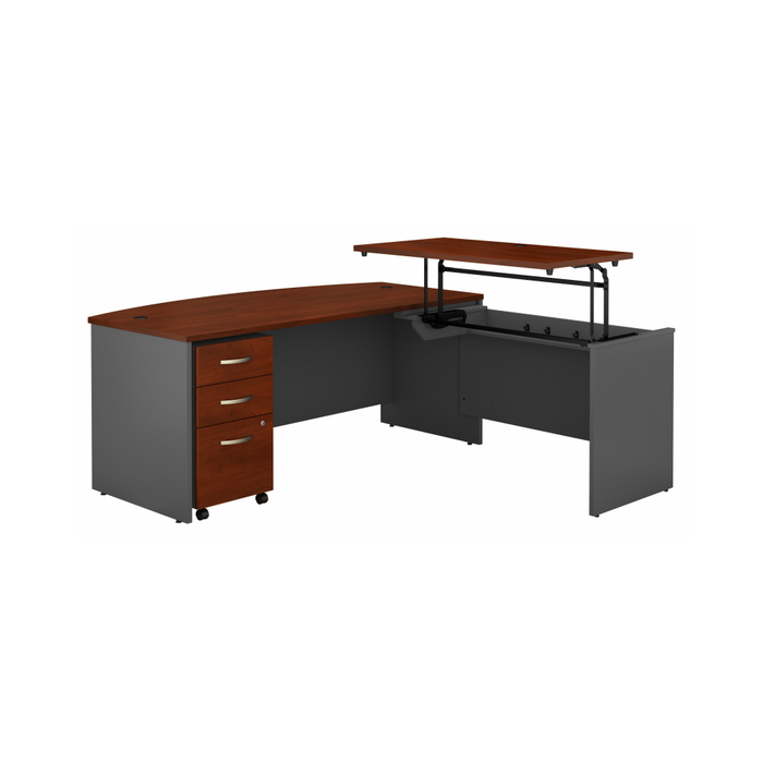 Series C 72W x 36D 3 Position Bow Front Sit to Stand L Shaped Desk with Mobile File Cabinet