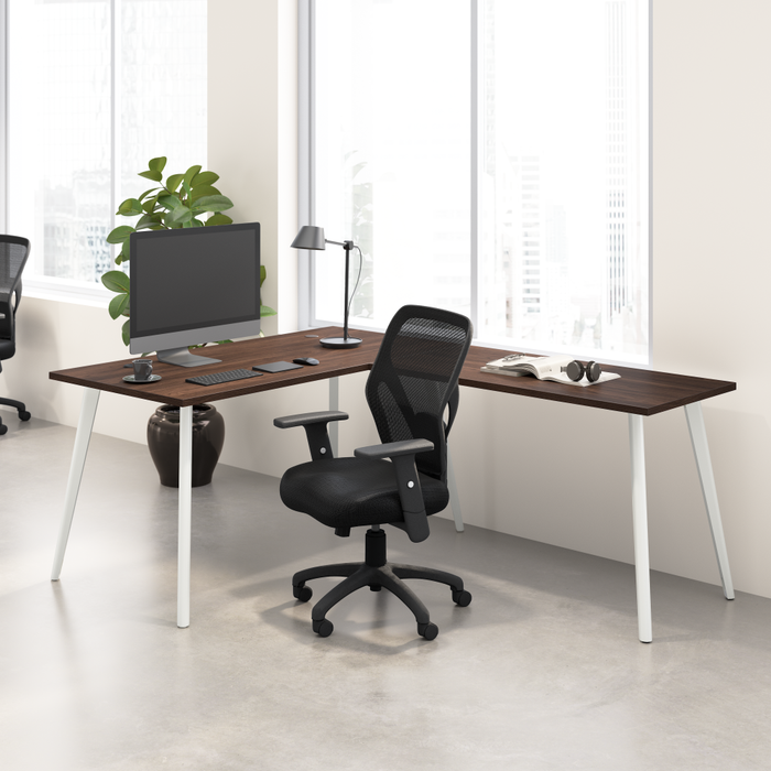 Vista 60W x 30D L Shaped Desk with Splayed Metal Legs