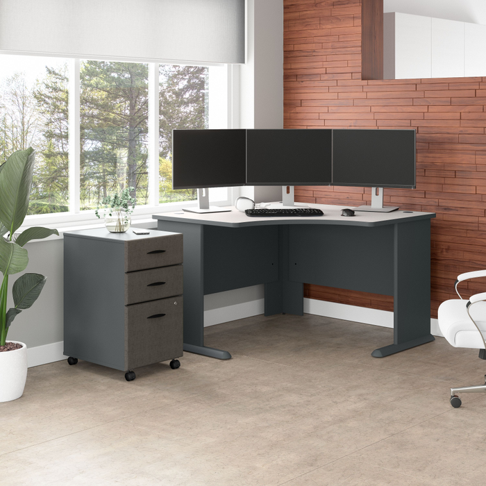 Series A 48W Corner Desk with Mobile File Cabinet